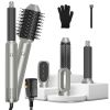 6 In 1 Hot Air Styler Volumizer Straightener Curler Dryer Automatic Wrap Styler Hair Dryer Brush Set with 3 Temp Settings ALCI Plug Glove Cable Zip Ti