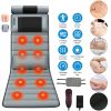 Full Body Electric Massage Mat with Heat Vibration Massage Pad Cushion Back Massage Mattress Chair Pad with Neck Massager Lumbar Pillow with 10 Vibrat
